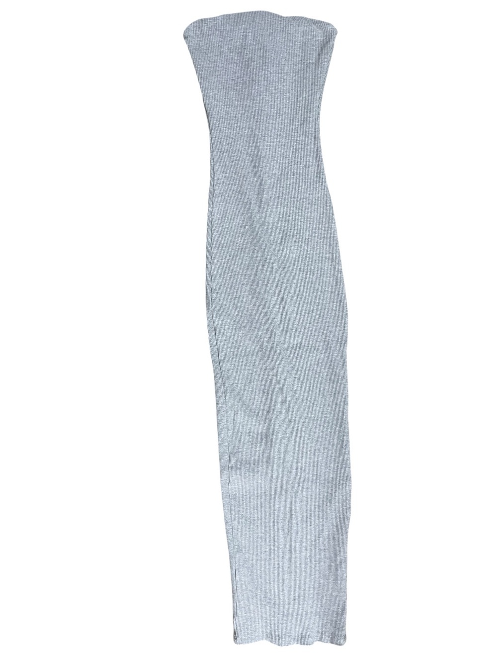 FB Sister Grey Ribbed Strapless Tube Maxi Dress Back Slit Size XS